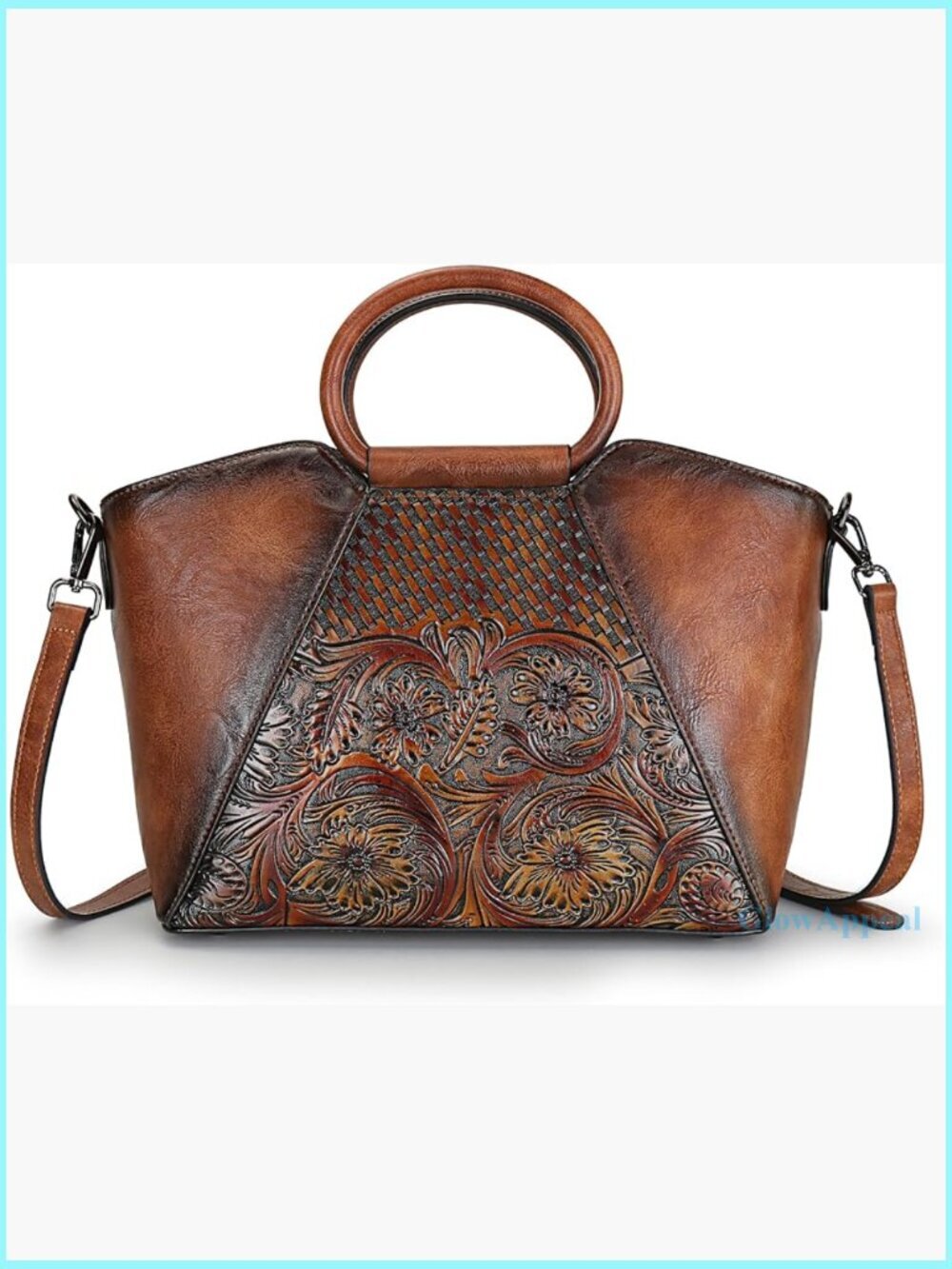 Medium Leather Satchel Crossbody Bag with Top Handle Tote Purse